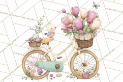 Romantic Bike Clipart, Spring Flowers PNG, Pastel Bicycles Product Image 5