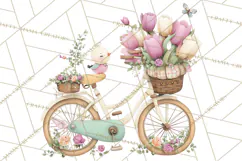 Romantic Bike Clipart, Spring Flowers PNG, Pastel Bicycles Product Image 5