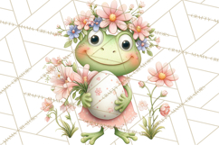 Frog Easter Clipart PNG, Cute Frog Holding Eggs, Pastel Png Product Image 5