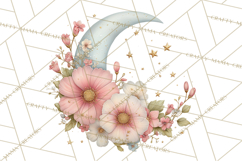 Celestial Spring PNG, Stars Florals Clipart, Dreamy Gradient Product Image 2