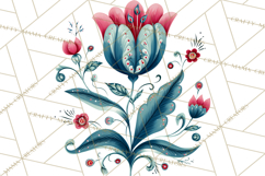 Polish Folk Botanical Clipart, Floral Animals Png Product Image 2