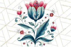 Polish Folk Botanical Clipart, Floral Animals Png Product Image 2