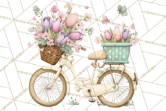 Romantic Bike Clipart, Spring Flowers PNG, Pastel Bicycles Product Image 2