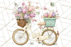 Romantic Bike Clipart, Spring Flowers PNG, Pastel Bicycles Product Image 2