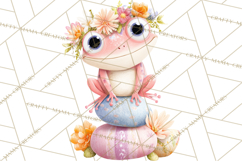 Frog Easter Clipart PNG, Cute Frog Holding Eggs, Pastel Png Product Image 2