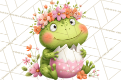 Frog Easter Clipart PNG, Cute Frog Holding Eggs, Pastel Png Product Image 3