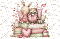 Valentine Reading Animals Clipart for Classroom Crafts Product Image 3