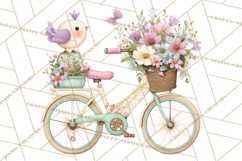 Romantic Bike Clipart, Spring Flowers PNG, Pastel Bicycles Product Image 4