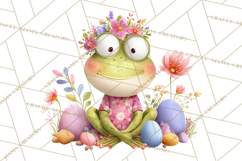 Frog Easter Clipart PNG, Cute Frog Holding Eggs, Pastel Png Product Image 4