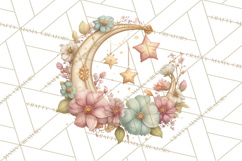 Celestial Spring PNG, Stars Florals Clipart, Dreamy Gradient Product Image 4