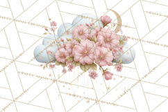 Celestial Spring PNG, Stars Florals Clipart, Dreamy Gradient Product Image 5