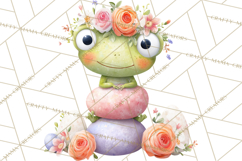 Frog Easter Clipart PNG, Cute Frog Holding Eggs, Pastel Png Product Image 2