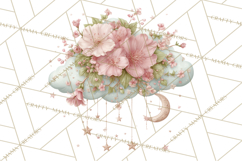 Celestial Spring PNG, Stars Florals Clipart, Dreamy Gradient Product Image 2