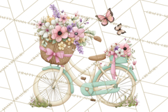 Romantic Bike Clipart, Spring Flowers PNG, Pastel Bicycles Product Image 2