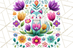 Polish Folk Botanical Clipart, Floral Animals Png Product Image 2
