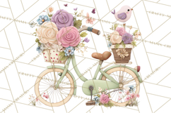 Romantic Bike Clipart, Spring Flowers PNG, Pastel Bicycles Product Image 3