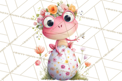 Frog Easter Clipart PNG, Cute Frog Holding Eggs, Pastel Png Product Image 4