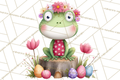 Frog Easter Clipart PNG, Cute Frog Holding Eggs, Pastel Png Product Image 5