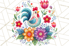 Polish Folk Botanical Clipart, Floral Animals Png Product Image 2