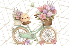 Romantic Bike Clipart, Spring Flowers PNG, Pastel Bicycles Product Image 2