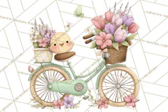 Romantic Bike Clipart, Spring Flowers PNG, Pastel Bicycles Product Image 2
