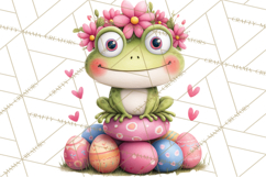 Frog Easter Clipart PNG, Cute Frog Holding Eggs, Pastel Png Product Image 2