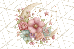 Celestial Spring PNG, Stars Florals Clipart, Dreamy Gradient Product Image 2