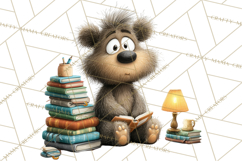 Bookish Bears PNG Clipart, Cozy Bear Reading, Cute Cartoon Product Image 4