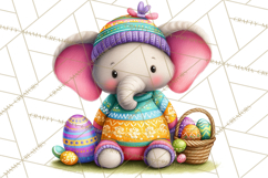 Easter Bunny Clipart, Spring Animals PNG, Colored Eggs Product Image 4