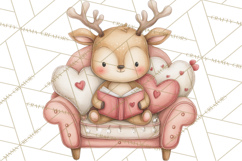 Valentine Animals Reading Books Clipart, Heart Storytime PNG Product Image 4