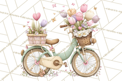 Romantic Bike Clipart, Spring Flowers PNG, Pastel Bicycles Product Image 3