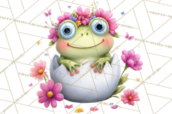 Frog Easter Clipart PNG, Cute Frog Holding Eggs, Pastel Png Product Image 4