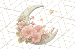Celestial Spring PNG, Stars Florals Clipart, Dreamy Gradient Product Image 4