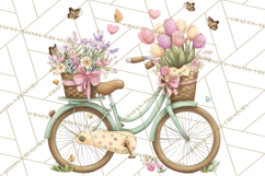 Romantic Bike Clipart, Spring Flowers PNG, Pastel Bicycles Product Image 4