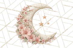 Celestial Spring PNG, Stars Florals Clipart, Dreamy Gradient Product Image 5