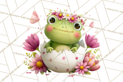 Frog Easter Clipart PNG, Cute Frog Holding Eggs, Pastel Png Product Image 2