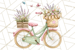 Romantic Bike Clipart, Spring Flowers PNG, Pastel Bicycles Product Image 2