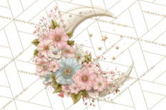 Celestial Spring PNG, Stars Florals Clipart, Dreamy Gradient Product Image 2