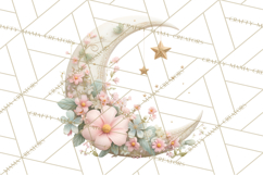 Celestial Spring PNG, Stars Florals Clipart, Dreamy Gradient Product Image 3