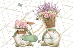 Romantic Bike Clipart, Spring Flowers PNG, Pastel Bicycles Product Image 3
