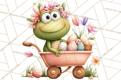 Frog Easter Clipart PNG, Cute Frog Holding Eggs, Pastel Png Product Image 4