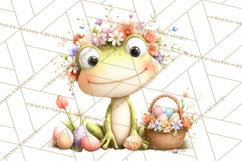 Frog Easter Clipart PNG, Cute Frog Holding Eggs, Pastel Png Product Image 5