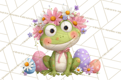 Frog Easter Clipart PNG, Cute Frog Holding Eggs, Pastel Png Product Image 2