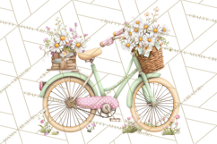 Romantic Bike Clipart, Spring Flowers PNG, Pastel Bicycles Product Image 3