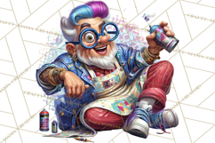 Funky Grandpa Clipart PNG Quirky Senior Cartoon Characters Product Image 4