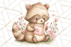 Valentine Animals Reading Books Clipart, Heart Storytime PNG Product Image 5