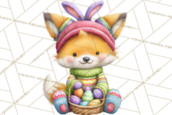 Easter Bunny Clipart, Spring Animals PNG, Colored Eggs Product Image 5