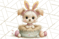 Watercolor Easter Animals Clipart, Cute Animals in Nests Png Product Image 5
