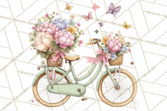 Romantic Bike Clipart, Spring Flowers PNG, Pastel Bicycles Product Image 5