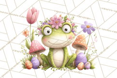 Frog Easter Clipart PNG, Cute Frog Holding Eggs, Pastel Png Product Image 5